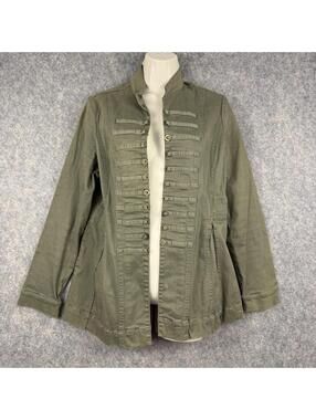 Olive Green Military Marching Band Jacket Women Size Medium Renaissance 432